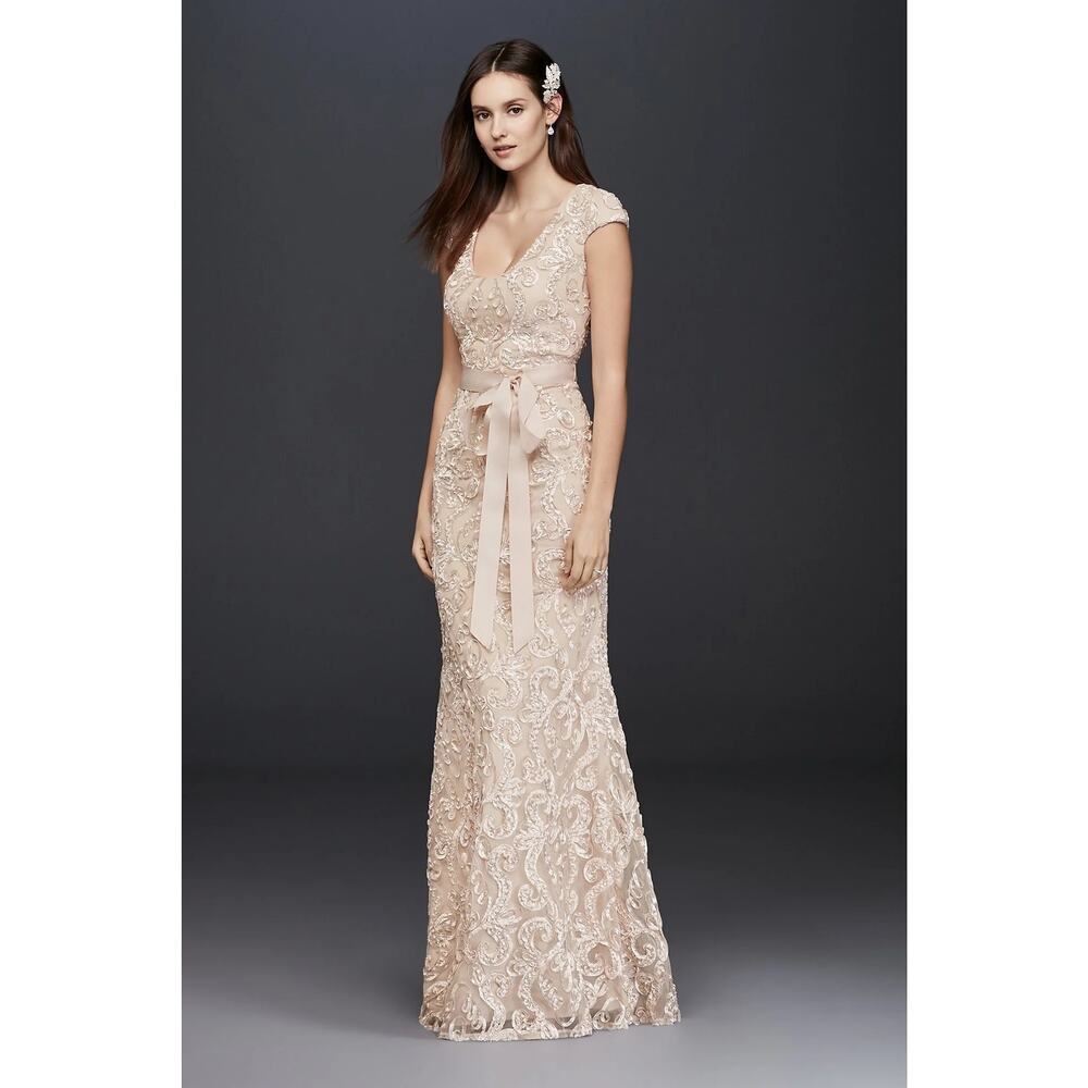Betsy & Adam Soutache Lace Dress with Grosgrain Sash Sz 2 Formal Special Events